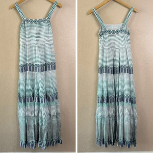 Tuckernuck Oliphant Strappy Maxi Dress Astrid Size XXS White Blue Embroidered - Picture 1 of 16