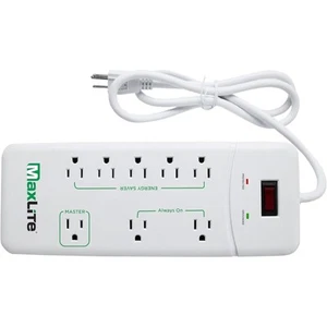 MaxLite 8 Outlet Energy Saving Power Strip / Surge Protector with Four Foot Cord - Picture 1 of 6