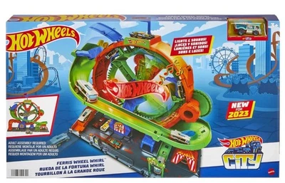 Mattel Hot Wheels Cars City Ferris Wheel Whirl Track Playset Lights Sound New  - Image 1 of 4