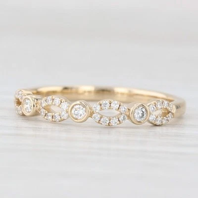 New 0.16ctw Diamond Wedding Band 14k Yellow Gold Stackable Anniversary Ring 6.5 - Image 1 of 4