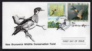 Canada 1999 FDC Cover. NEW BRUNSWICK Conservation Fund. Ducks. Artist Signed - Picture 1 of 2