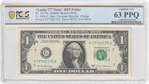 Fr. 3006-G 2017A $1 "Lucky 777 Notes" BEP Folder Federal Reserve Note Chicago - Picture 1 of 3