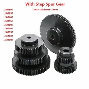 1.5Mod 30T-80T 45# Steel Spur Gear With Step Motor Pinion Gear With Set Screws - Picture 1 of 13