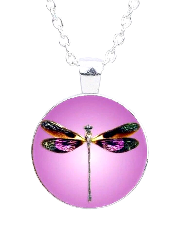 PURPLE DRAGONFLY  Pendant Sterling 925 Silver 22" Necklace jewelry gift women — 第 1/4 张图片