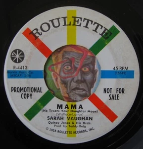 HEAR Sarah Vaughan 45 Mama/One Mint Julep R&B northern soul mod new breed - Picture 1 of 2