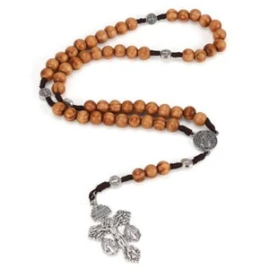 Wooden Catholic Rosary Beads for Men Women,Pardon Crucifix Rosary with St Benedi - Picture 1 of 6