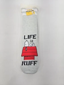 PEANUTS Fuzz Sox Sherpa Lined Size 9-11 Life Is Ruff NWT - Picture 1 of 3