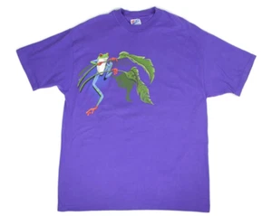 Vtg Ken Drewke Tree Frog Harlequin 1991 Purple T Shirt Men's XL USA Hanes Tag - Picture 1 of 12