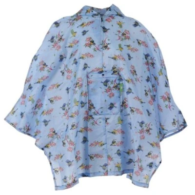 Eco Chic Blue Tits Waterproof Foldable Adult Poncho - BNWT - Image 1 of 3