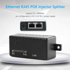 100Mbps POE DC Power Over Ethernet RJ45 POE Injector Splitter Wall Adapter - Picture 1 of 7