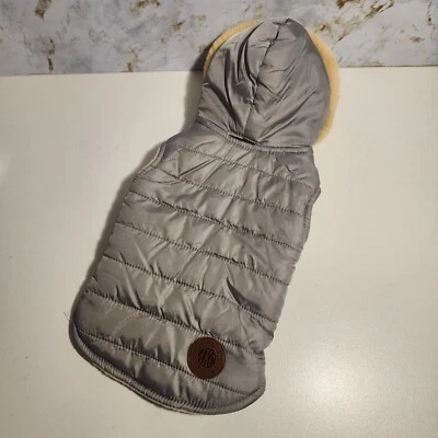 Dog Jacket AKC XS Gray with Puffy Hooded Pet Coat American Kennel Club - Image 1 of 4