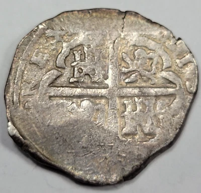 1627-1665 Spanish Cob 4 Reales Silver Colonial Coin Genuine Sevilla *J227 - Image 1 of 4