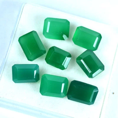 41 CT HERMOSA PIEDRA PRECIOSA SUELTA DE ÓNIX VERDE NATURAL 8 PIEZAS FORMA CORTE ESMERALDA  Foto 1 de 2