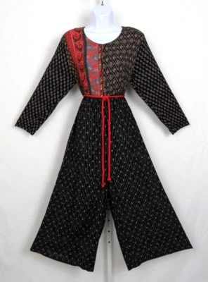 MONO DE COLECCIÓN AÑOS 90 CAROLE TALLA PEQUEÑA 14 PIERNA ANCHA PALAZZO RAYÓN CUERDA CINTURÓN Foto 1 de 4