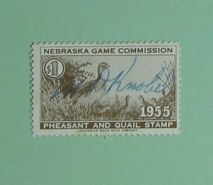 1955 Nebraska Game Bird Habitat Quail Hunting Stamp License...Free Shipping! - Picture 1 of 1