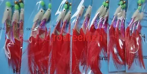10x Red feather sabiki rigs excellent on snapper, flathead,trevally,slimey,yakka - Picture 1 of 15