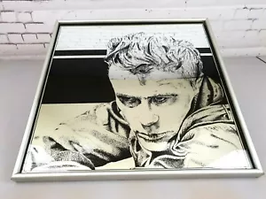 Retro Vintage 1980's Picture Mirror James Dean Movie Film Icon Metal Framed Prop - Foto 1 di 9