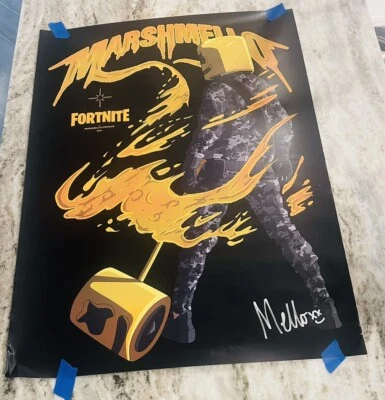 Fortnite x Marshmello Poster Signed Auto LIMITED EDITION RARE /500 - Image 1 of 3
