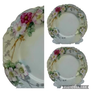 2 Haviland Limoges Salad Plates Handpainted Rose Flowers Backstamp Vintage 1945 - Picture 1 of 12