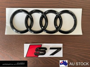 Audi S7 Gloss Black Rear Curved Set Boot Trunk Emblem Badge for Audi A7 RS7 OEM - Bild 1 von 5