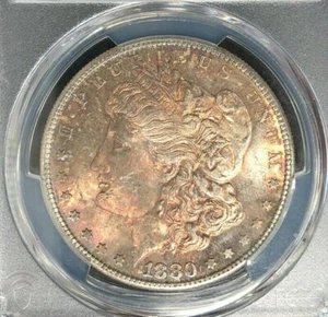 DÓLAR DE PLATA MORGAN 1880-S - PCGS COMO NUEVO 65 ~HERMOSA MONEDA~ REF#2849 - Imagen 1 de 4