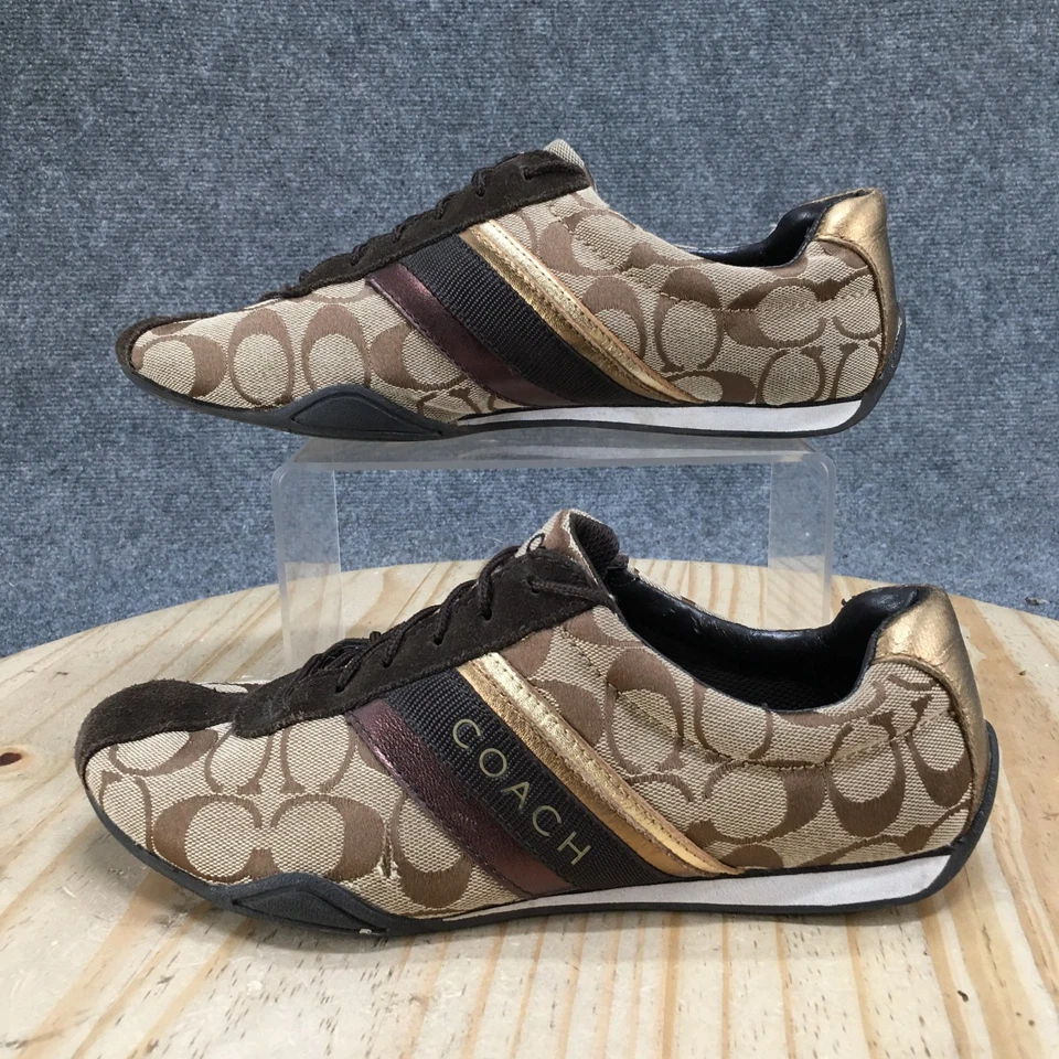 Coach Signature Shoes Womens 9 M Jayme Casual Low Top Sneakers Brown Lace Up - Image 1 of 4