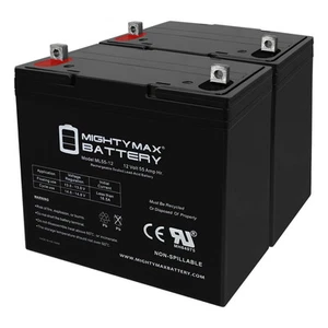 Mighty Max 12V 55AH Pride Mobility Jazzy 600, 600 XL, 614, 614HD Battery - 2Pack - Picture 1 of 6