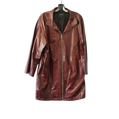 Chaqueta de CUERO Lafayette 148 New York Minerva en Borgoña - Talla Mediana Foto 1 de 4