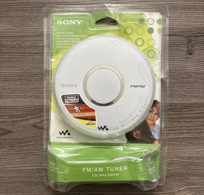 Reproductor de CD portátil Sony D-FJ041 Walkman sintonizador AM/FM blanco sellado de fábrica Foto 1 de 3