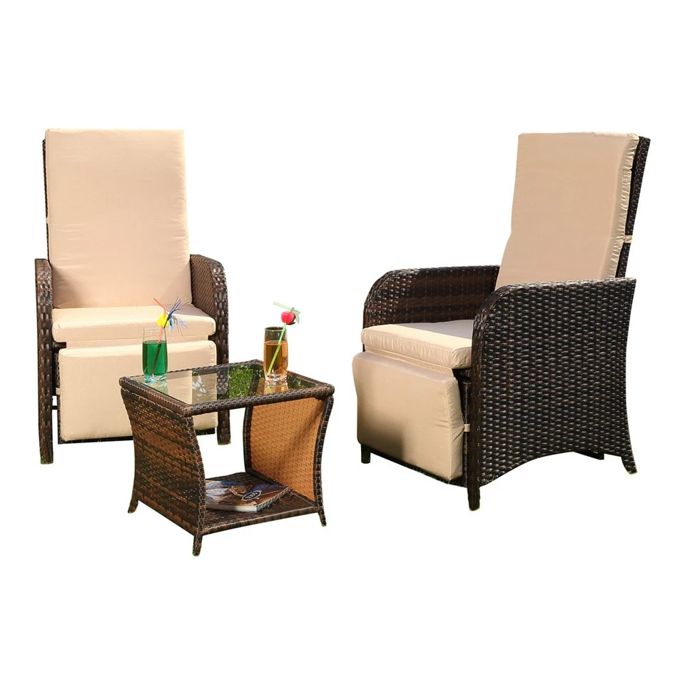 Mucola 50003226 Polyrattan 2 Sessel und Beistelltisch - Braun