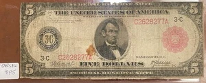 1914 $5 Federal Reserve Note Philadelphia Red Seal - Picture 1 of 2