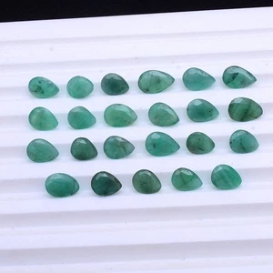 23 Pcs Natural Emerald Untreated 5.81mm-7.23mm Pear Cut Stunning Gemstones Lot - Picture 1 of 6