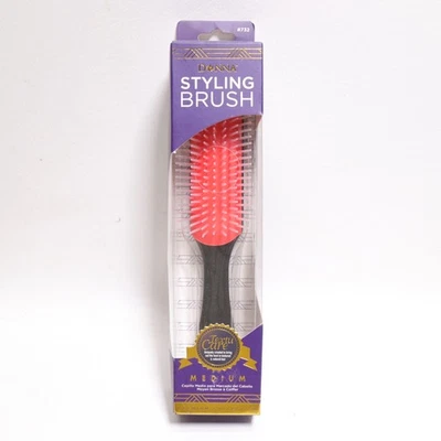 Cepillo de pelo Donna Styling grande mango de plástico negro pasadores blancos cama de goma #732 Foto 1 de 4