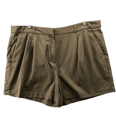 Pantalones cortos de vestir Old Navy tiro extra alto para mujer 2X marrón oliva plisado Lyocell Foto 1 de 4