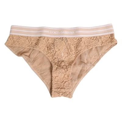 DOLCE & GABBANA Ropa Interior Beige Encaje Brasileño Calzoncillos Logo Cintura IT1/XS $190 Foto 1 de 4