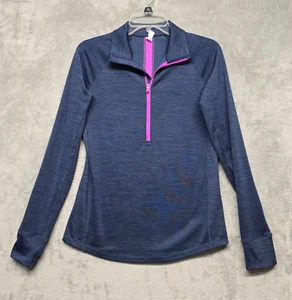 Under Armour Top Womens Sz Medium Academy Blue Pink Coldgear Fitted Pullover - Picture 1 of 14