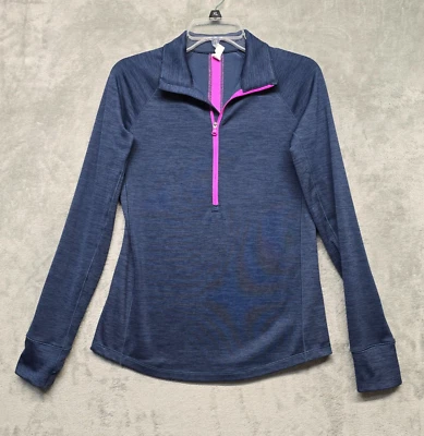 Under Armour Top Womens Sz Medium Academy Blue Pink Coldgear Fitted Pullover - Image 1 of 4