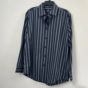Alfani, Black/Gray Striped Button-down Long Sleeve Women's Shirt Size L - Picture 1 of 9