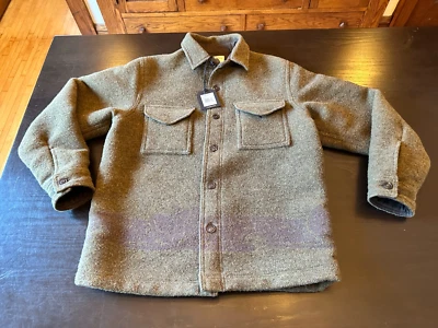 Camisa chaqueta de lana jacquard Filson CCC, OliveBrnMlt, pequeña, primera de fábrica, #20263409 Foto 1 de 4