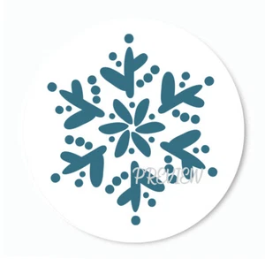 DENIM BLUE SNOWFLAKE TICKERS ENVELOPE SEALS FAVOR STICKERS ROUND - Picture 1 of 1