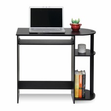 Black WoodenHome Office Desk Computer Table Workstation with 3 Shelves