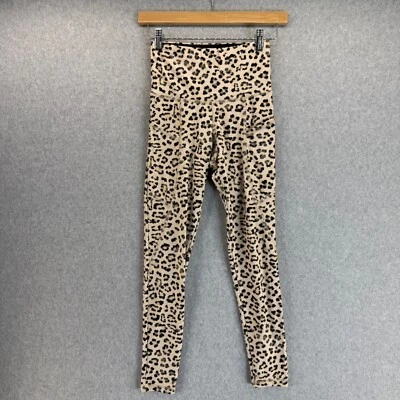 Strut This Womens Size Small Cream Black Leopard Leggings Ankle Side Pockets Gym - Image 1 of 4