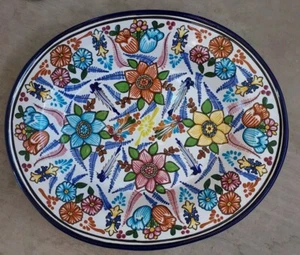 16.5" x 14" x 2" Talavera Floral Hanging Platter Serving Bowl Signed - Picture 1 of 2