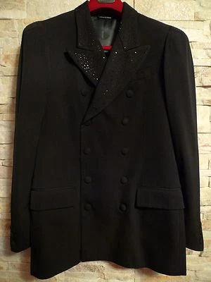 JEAN PAUL GAULTIER HOMME ESMOQUIN BLAZER NEGRO CON CRISTALES NEGROS, TALLA 48/US 38 Foto 1 de 4