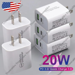 20W USB Type-C Wall Fast Charger PD Power Adapter For iPhone 14 12 13 11 XR Lot
