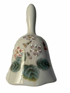 Otagiri Diner Bell “Violet” Fired Porcelain Base Relief Floral Japan Fine Tone - Picture 1 of 8