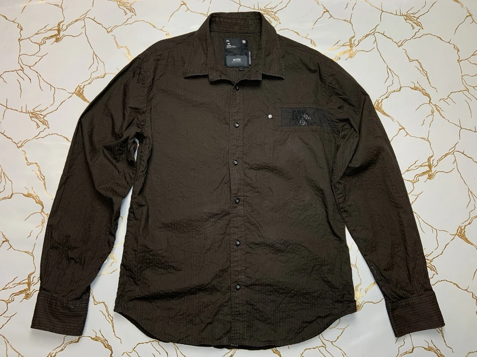 G-Star Raw Men Brown New Luxor Police Shirt Long Sleeves Size XL Logo - Image 1 of 4