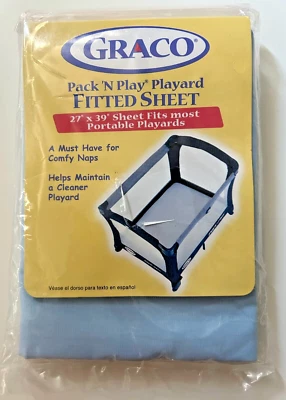 Sábana Ajustable Graco Pack 'N Playard Azul Nueva en Paquete 27 x 39 Foto 1 de 2