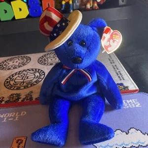 TY Beanie Baby - SAM der Bär (blaue Version) Stofftier Spielzeug - Bild 1 von 6