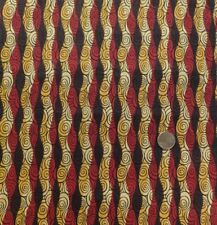 M64 1970's Vintage Brown Gold Red Swirl Geometric Cotton Fabric 29"